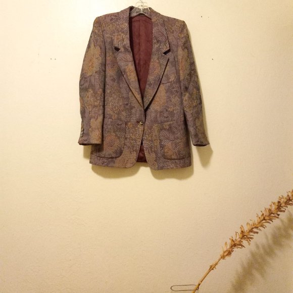 Vintage Floral Tapestry Blazer Boho Folk Romantic Artsy Wearable Art academia - Picture 1 of 16
